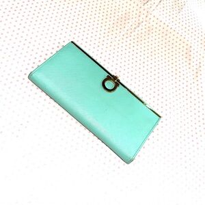 Salvatore Ferragamo Turquoise Wallet with Gold Detail